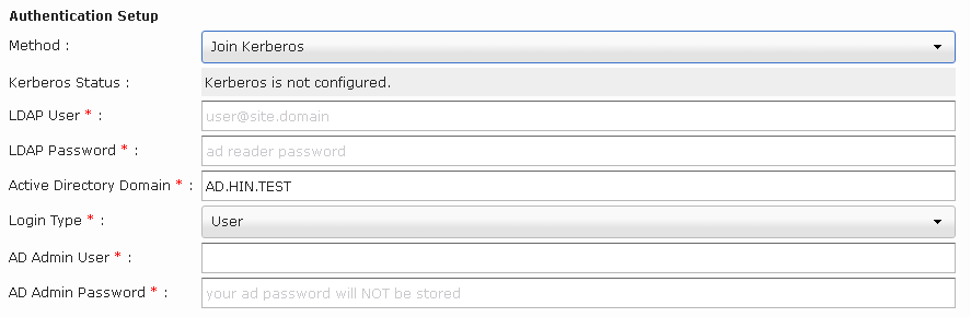 Authentication Setup - Kerberos