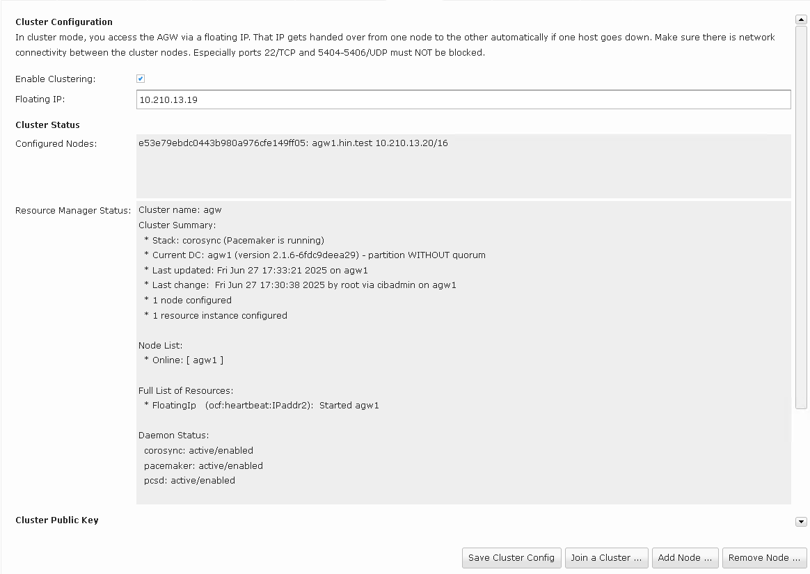 Page de vue d'ensemble cluster