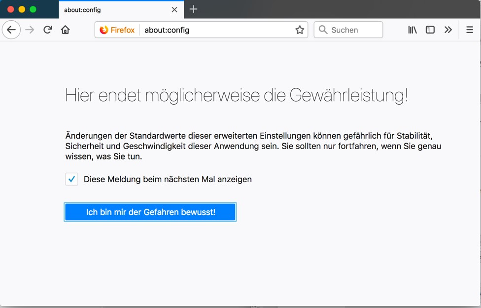Dans Firefox, la configuration se trouve sous about:config