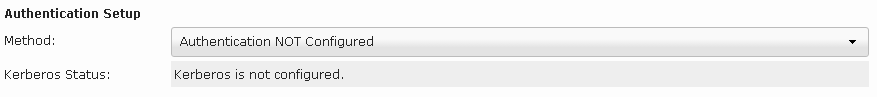 Configuration de l'authentification - Non configurée